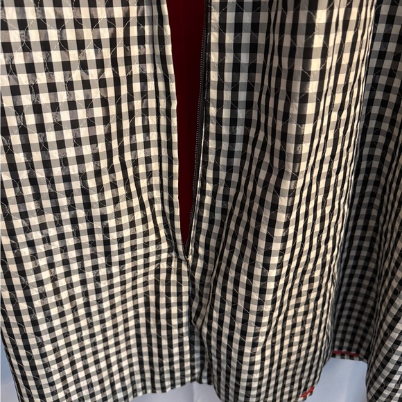 Vintage 50s Quilted Gingham Hostess Coat Red Lining Large - Picture 7 of 14